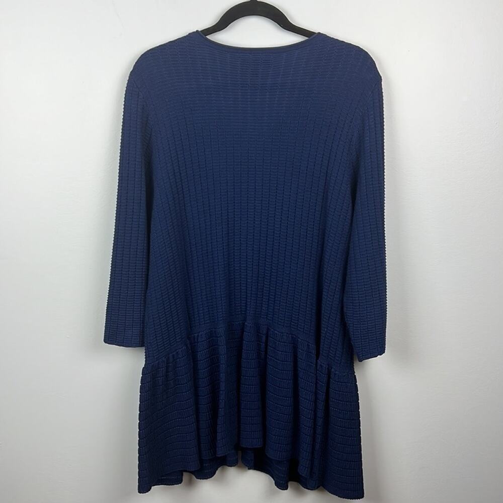 Lane Bryant 18/20 full zip peplum textured knit navy blue cardigan sweater - Picture 9 of 11